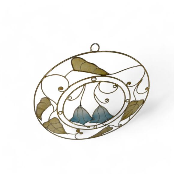 Vintage Round Capiz Shell Floral Suncatcher, 7.5" Hanging Decor - Picture 5 of 10